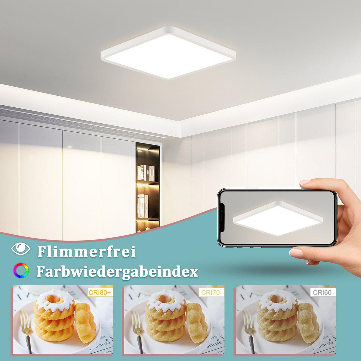 LED-DECKENLEUCHTE Jana 23/23/2.5 cm - Weiß, Kunststoff (23/23/2.5cm) - Nettlife