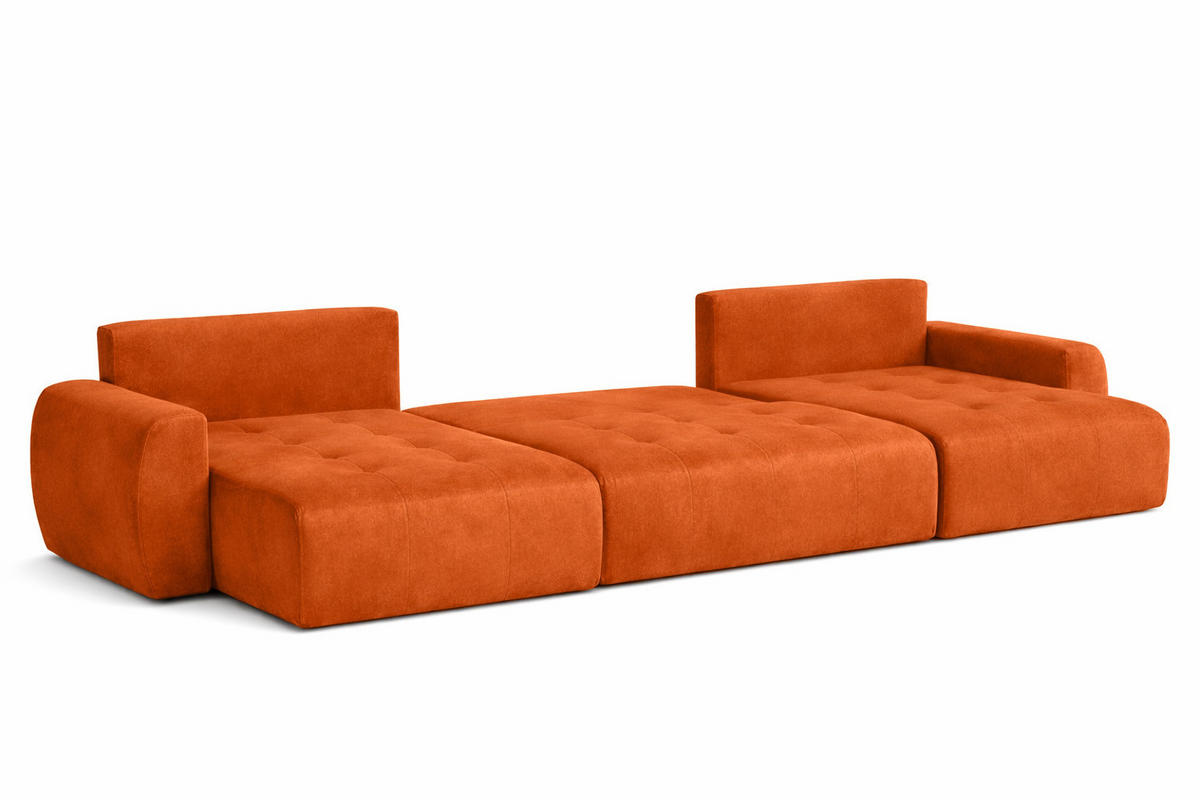 ECKSOFA Mit Schlaffunktion Und Bettkasten U-Form Ivo U, Veloursstoff Salvador, Braun - Braun, Holz (342/142cm) - Kaiser Möbel