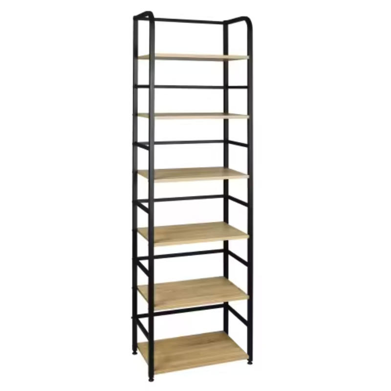 BÜCHERREGAL Schwarz/Eichefarben 6 Ablageflächen 50/30/176 cm - Schwarz, Holzwerkstoff (50/176/30cm) - PANGIVO