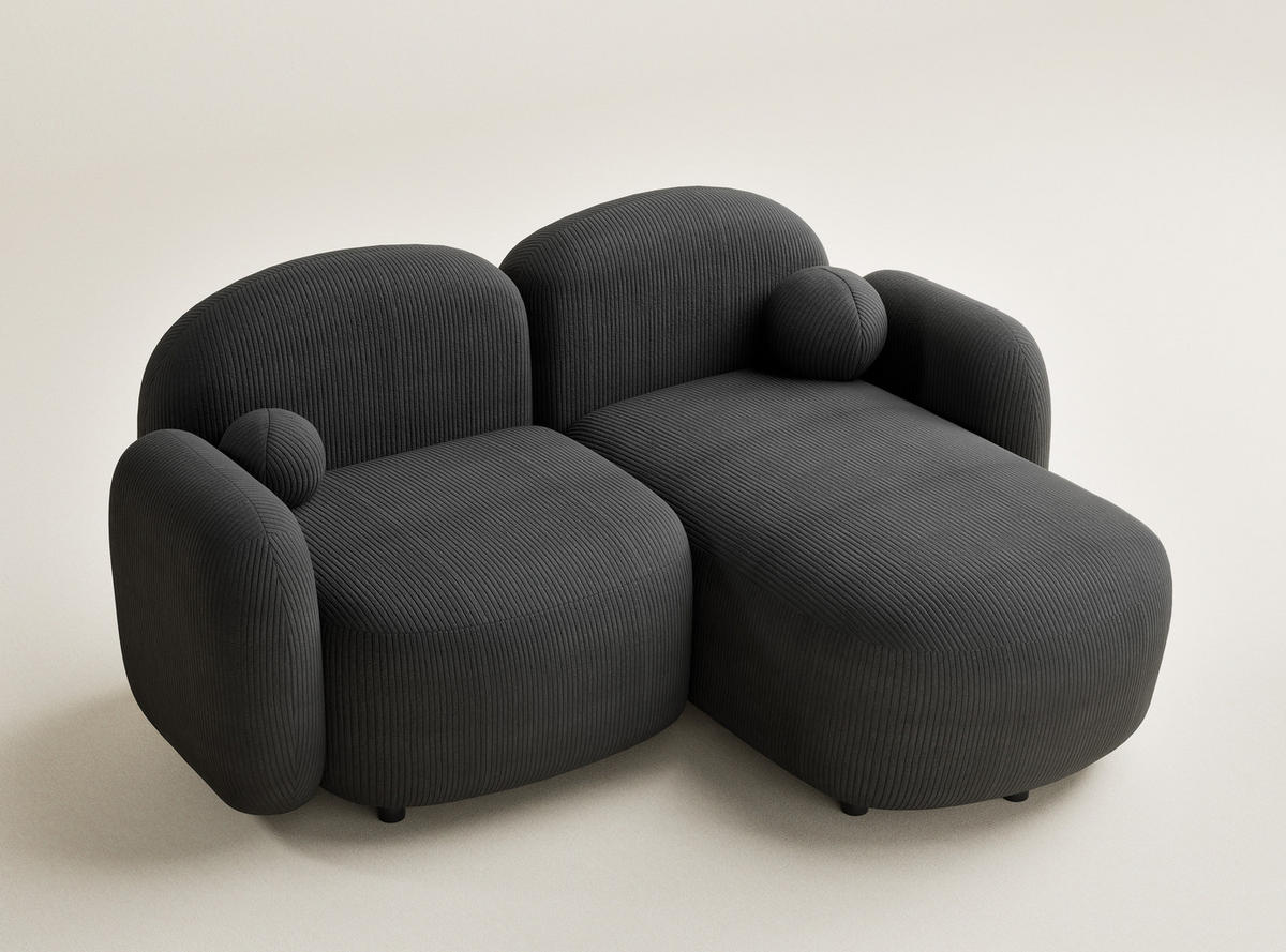 ECKSOFA Bahama Anthrazit Samtstoff - Anthrazit/Schwarz, Holz/Holzwerkstoff (190/146cm) - Maison de Reve