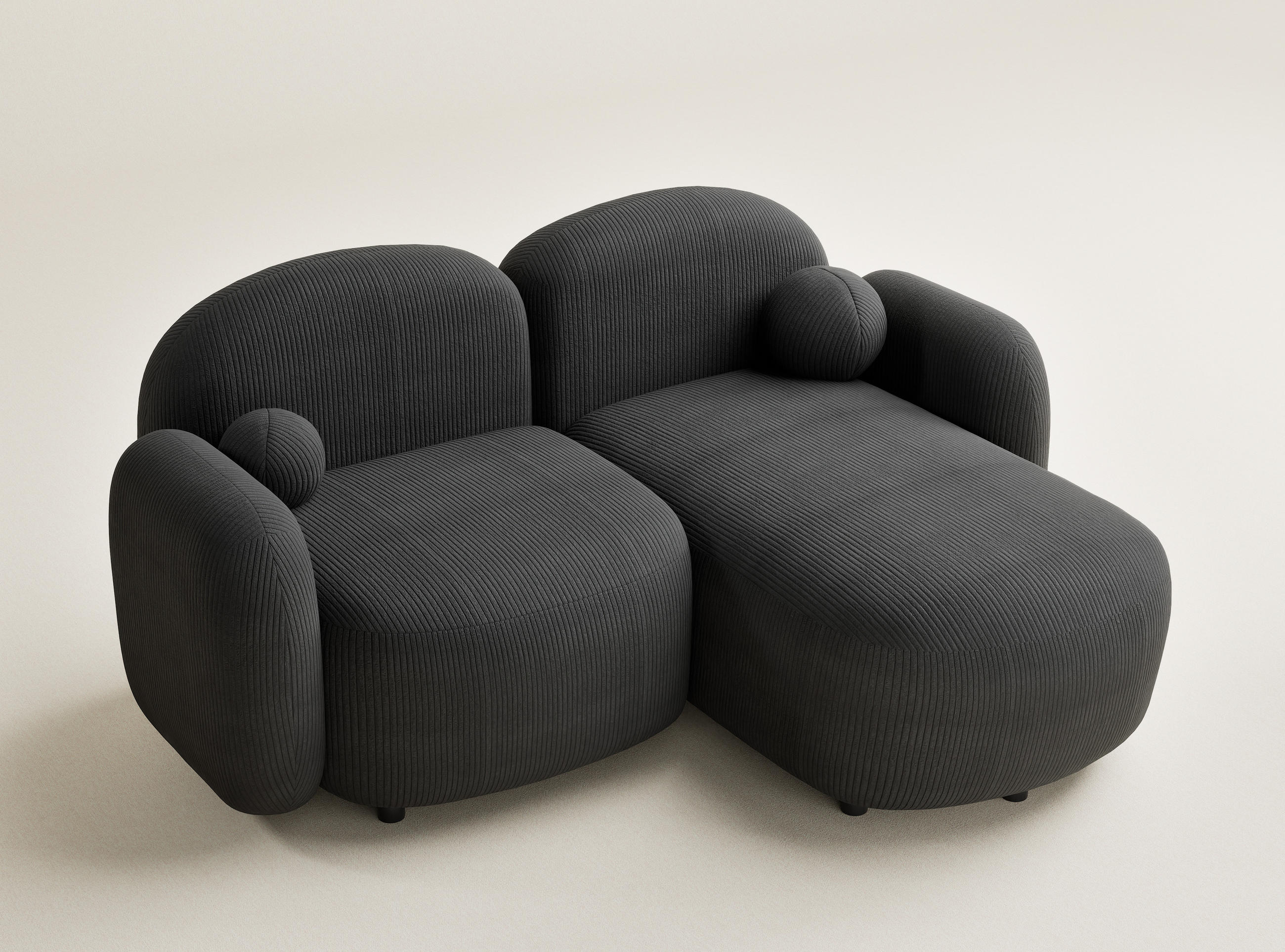 Thumbnail - Maison de Reve Ecksofa, Anthrazit, Textil, 3-Sitzer, Füllung: Schaumstoff, L-Form,L-Form, 190x146 cm, Oeko-Tex® Standard...