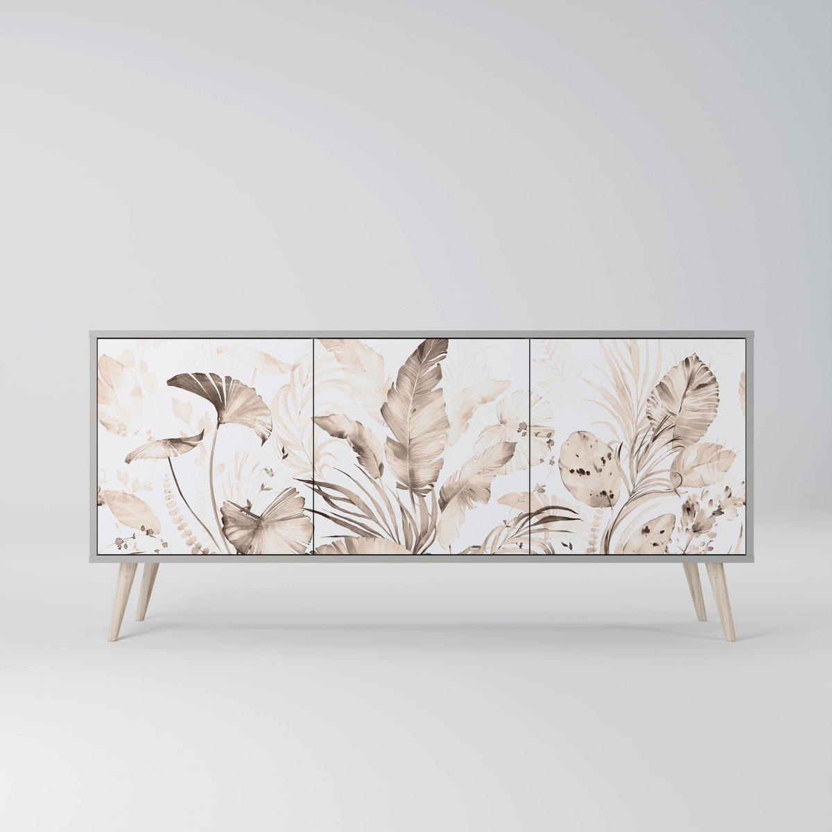 SIDEBOARD WILD TENDERNESS, Eicheneffekt, 164,5x42x77,5 cm, 3 Türen - Eichefarben/Buchefarben, Holzwerkstoff/Buchenholz (164.5/77.5/42cm) - SpaceRebels
