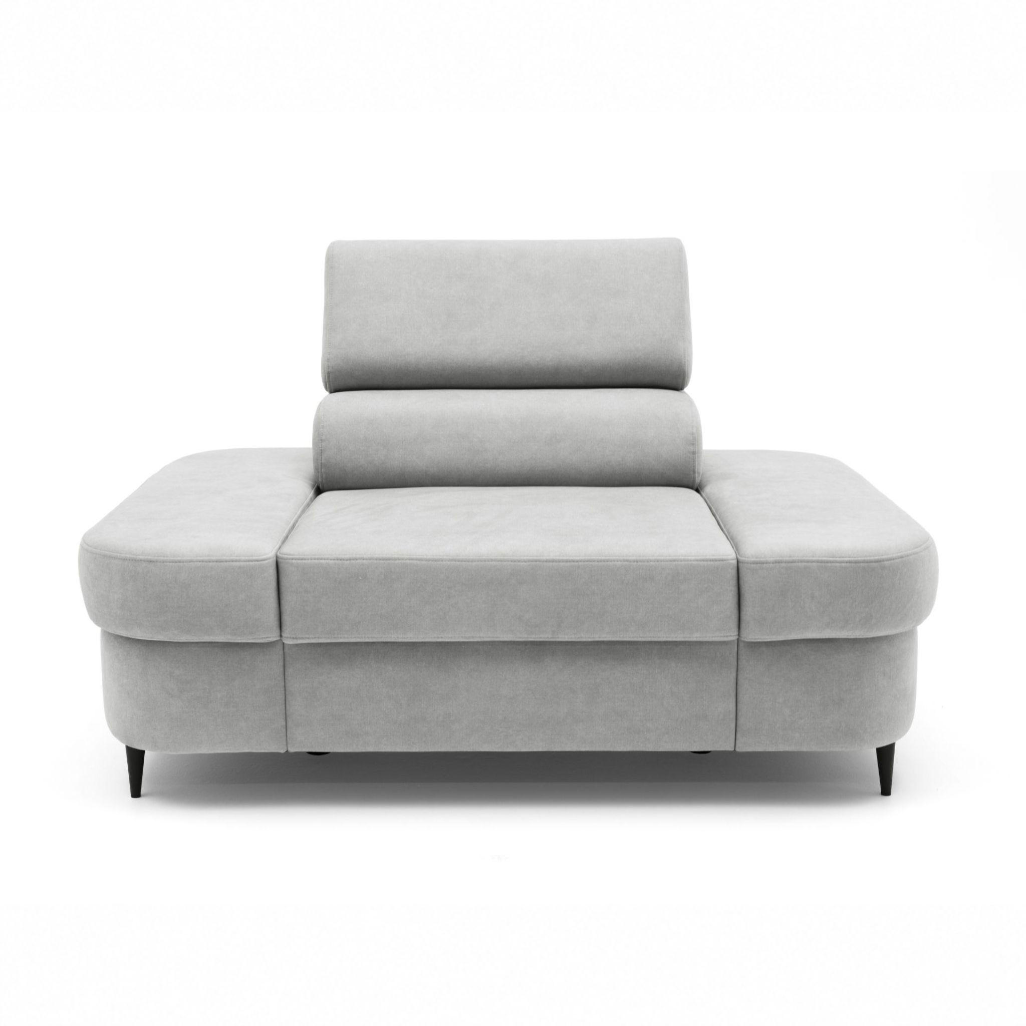 SESSEL PRIAM mit verstellbare Kopfstütze Velours Grau - Schwarz/Grau, Holz/Textil (145/97/105cm) - Muffo