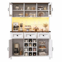 KÜCHENSCHRANK in Weiß mit LED-Lichtleiste und Schubladen für Küche und Wohnzimmer, B120/T40/H170 cm - Weiß, Glas/Holzwerkstoff (120/70/40cm) - STILVORA