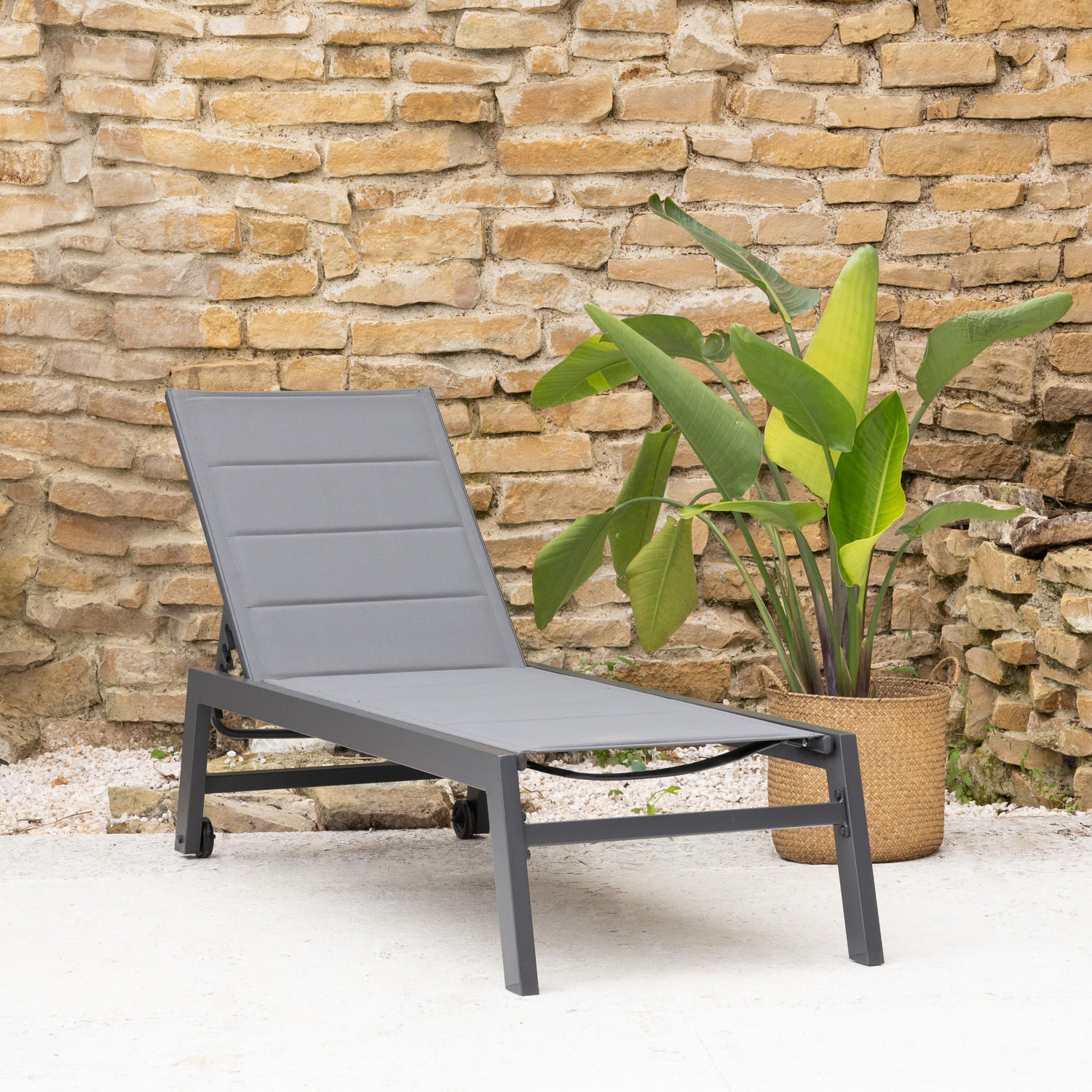 SONNENLIEGE Barbados Grau und Anthrazitgrau - Grau, Metall (61/95/198cm) - Happy Garden