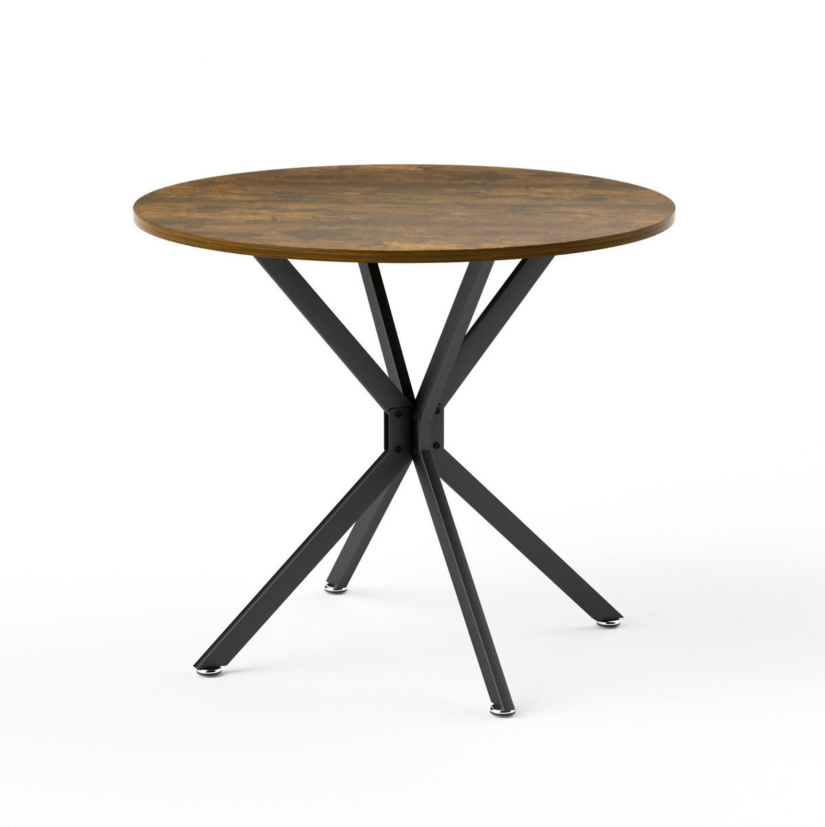ESSTISCH 90/90/78 cm, rund mit Stahlgestell und kratzfester Spanplatte, Vintagebraun-Schwarz - Schwarz, Holzwerkstoff (90/90/78cm) - Redom