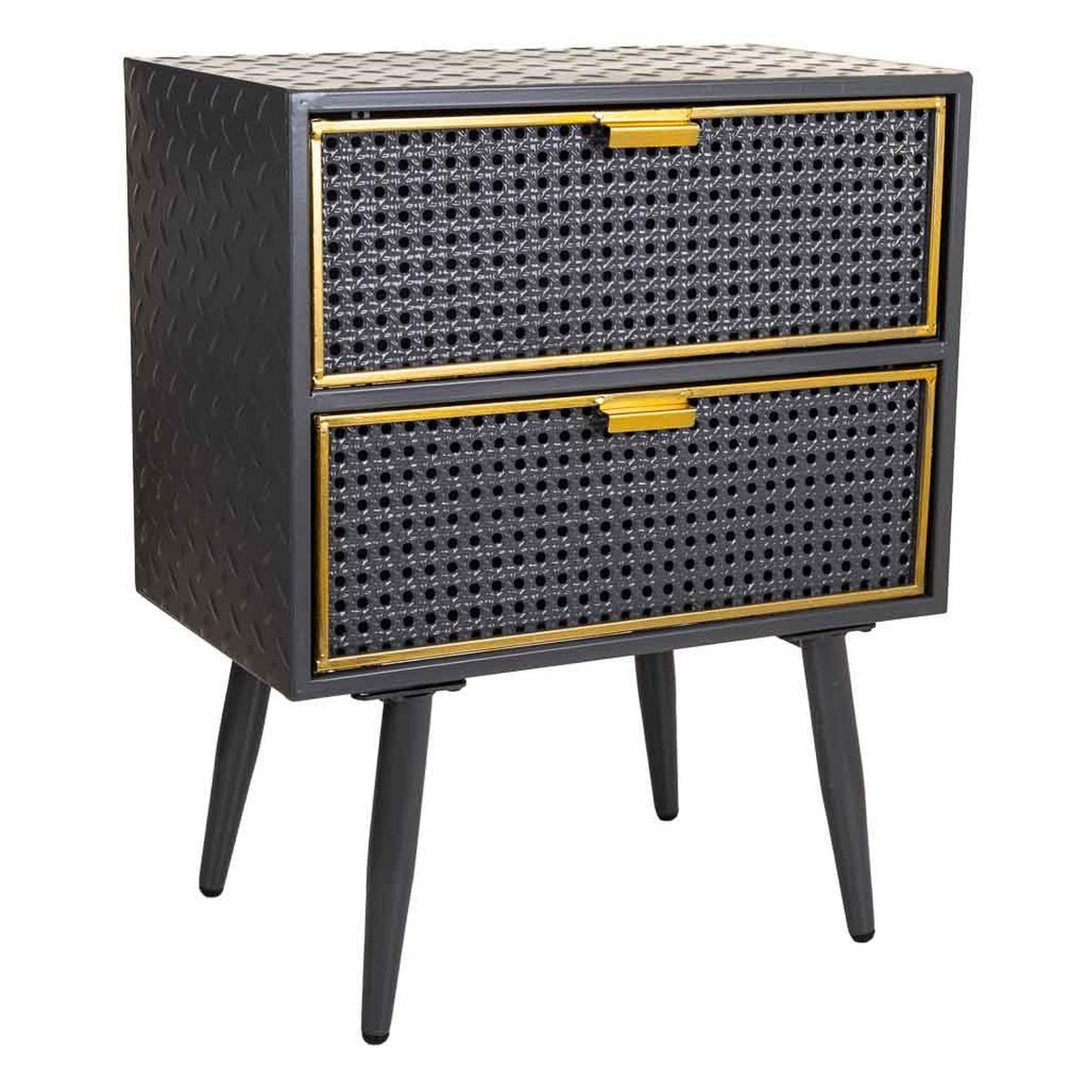 NACHTTISCH aus Metall, schwarz, 50x30x62cm - Grau, Metall (50/62/30cm) - Wanderlust