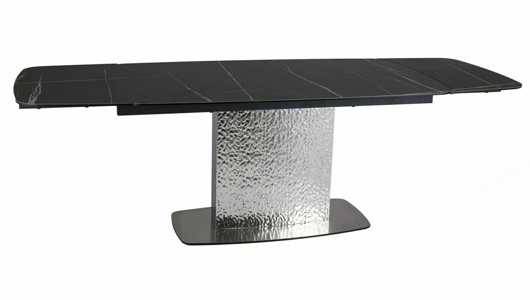 ESSTISCH Monlero Schwarz Marmor / Edelstahl 160-240 / 90 / 76cm - Schwarz/Grau, Holz/Metall (90/160/76cm) - Feldmann-Wohnen