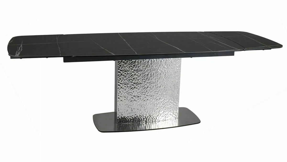 ESSTISCH Monlero Schwarz Marmor / Edelstahl 160-240 / 90 / 76cm - Schwarz/Grau, Holz/Metall (90/160/76cm) - Feldmann-Wohnen