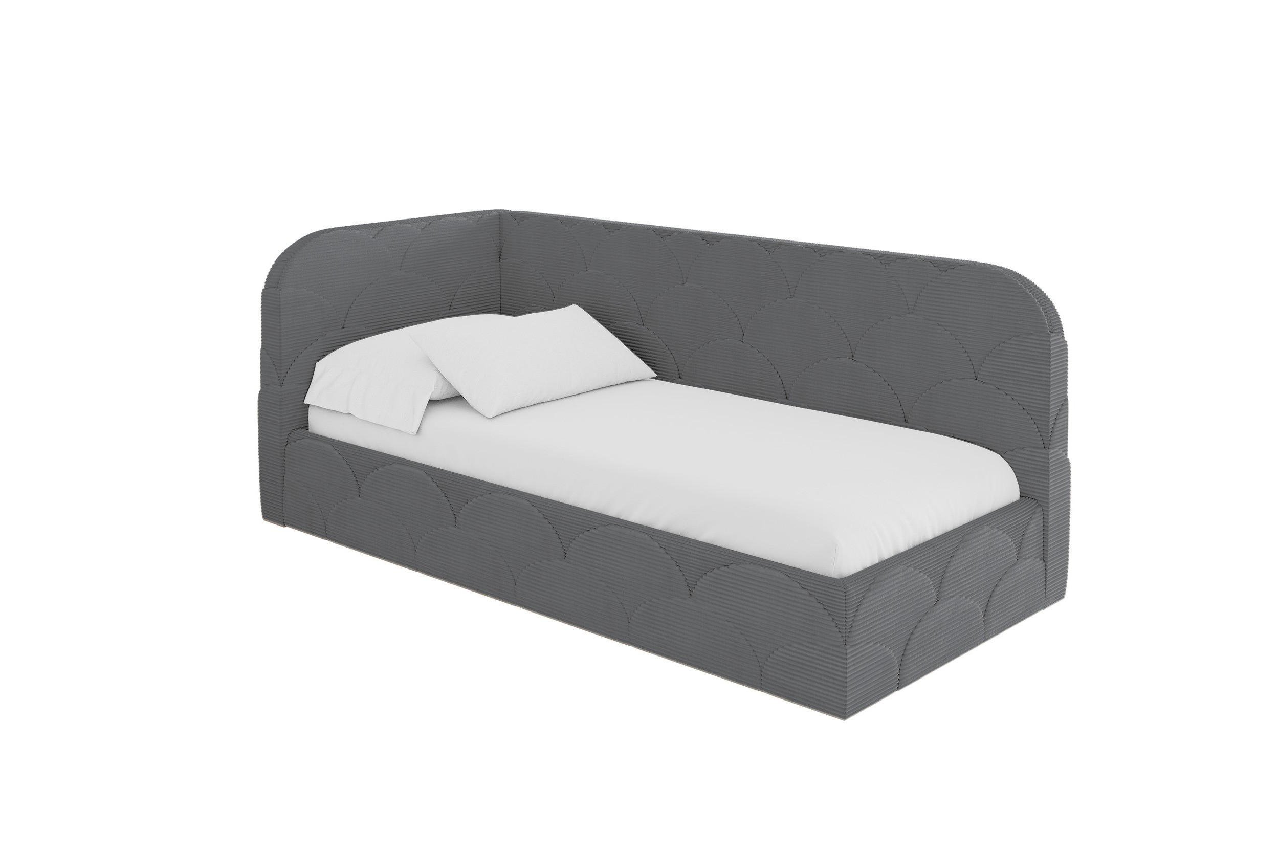 ALTDECOR JEDNOLŮŽKOVÁ POSTEL pro mládež s úložným prostorem a matrací H3/H4, vpravo - ELRY 100x200 tmavě šedá