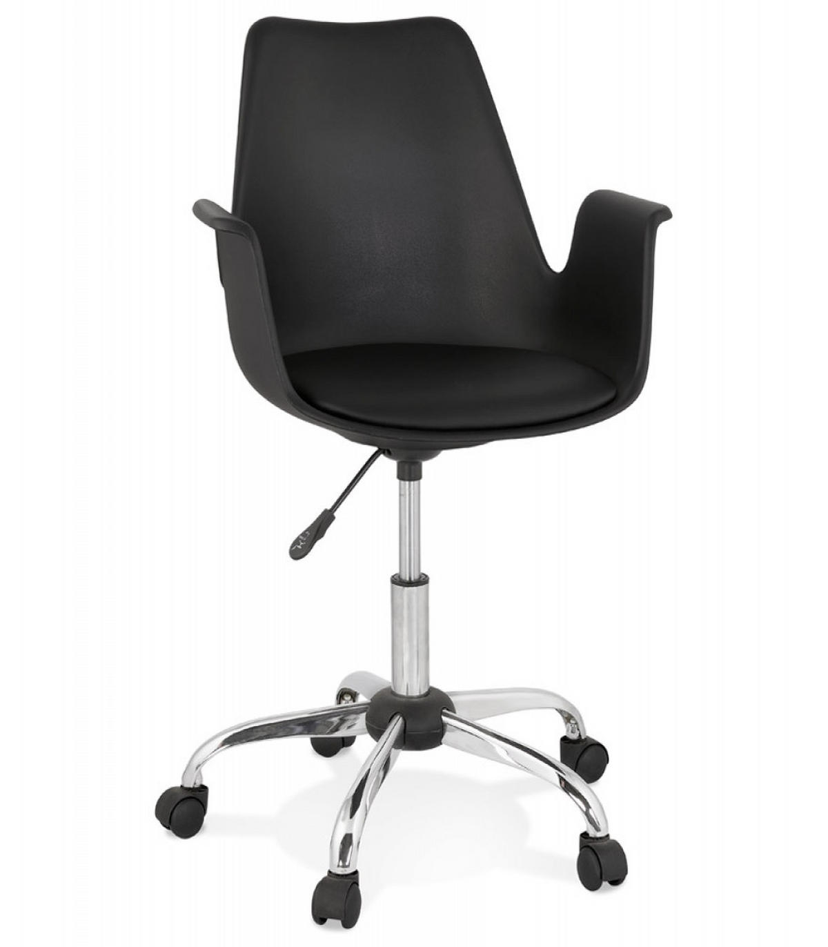 BÜROSTUHL mit Armlehnen aus Kunststoff und Rollen TRIP, Schwarz 58x58x22,3 cm - Chromfarben/Schwarz, Kunststoff/Metall (58/22/58cm) - KADIMA DESIGN