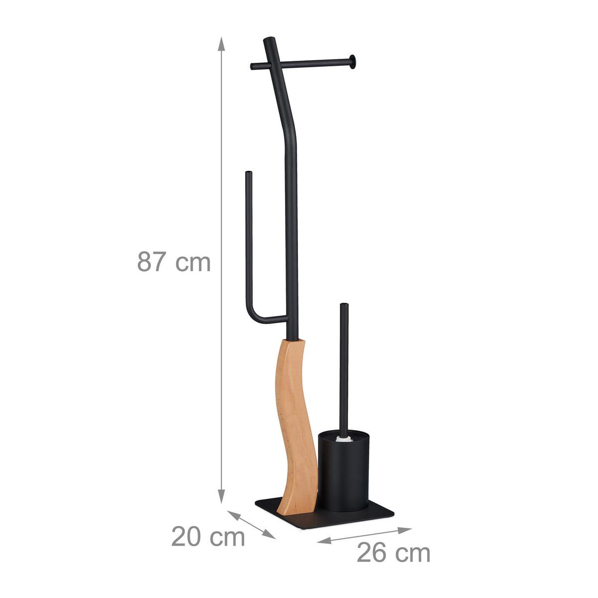 WC-GARNITUR - Schwarz, Holzwerkstoff/Kunststoff (26/87/20cm) - Relaxdays