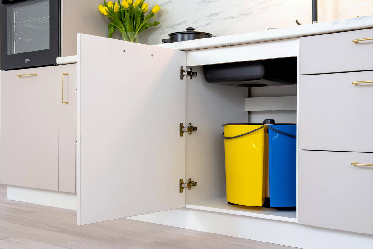 KÜCHENZEILE 420 cm - Arvion & Morvex KS5-G420 - in Kaffee / Beige - Kaschmir/Schwarz, Holz/Holzwerkstoff (420/213.3/56cm) - ROYAL24_MARKT