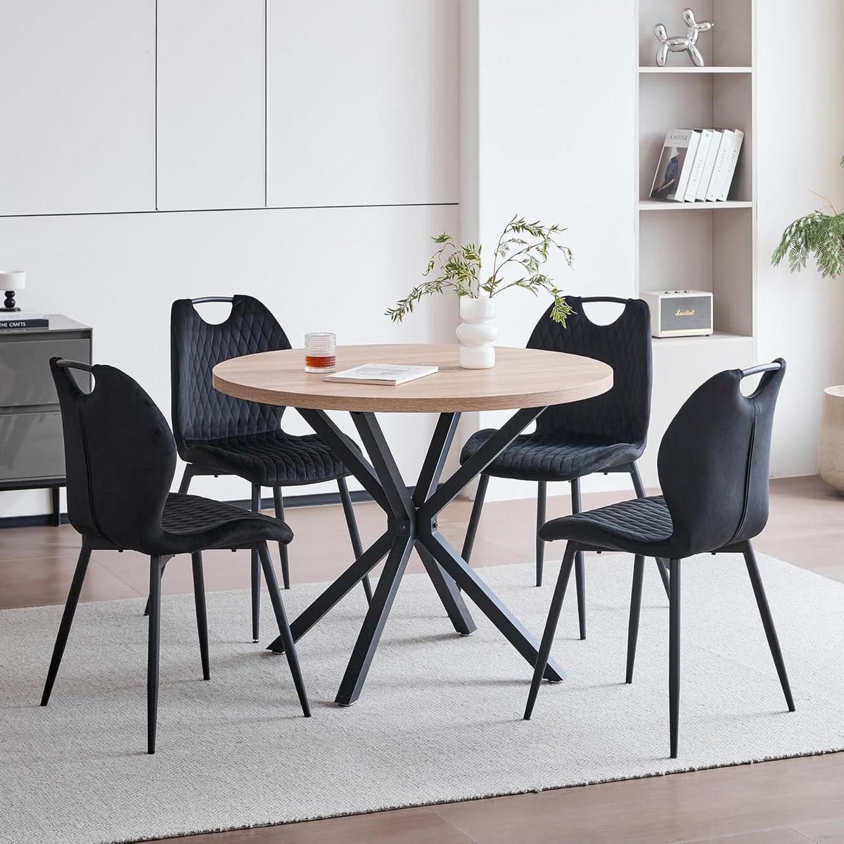 ESSZIMMERSTÜHLE 6er-Set Stoff Schwarz - Schwarz, Textil (44/86/46cm)