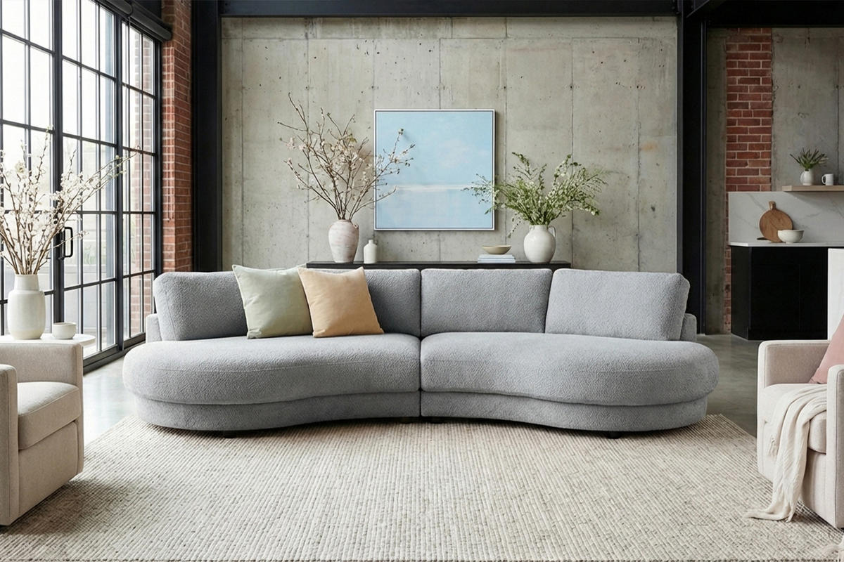 BIG SOFA PADANA Grau Flachgewebe - Schwarz/Grau, Kunststoff/Textil (410/86/166cm) - KAWOLA