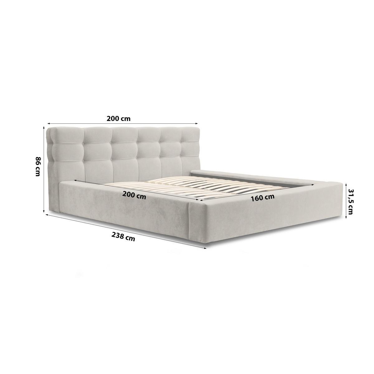 POLSTERBETT aus Velvet Gretta 160x200 cm, Braun - Braun, Textil (160/200cm) - Fedve