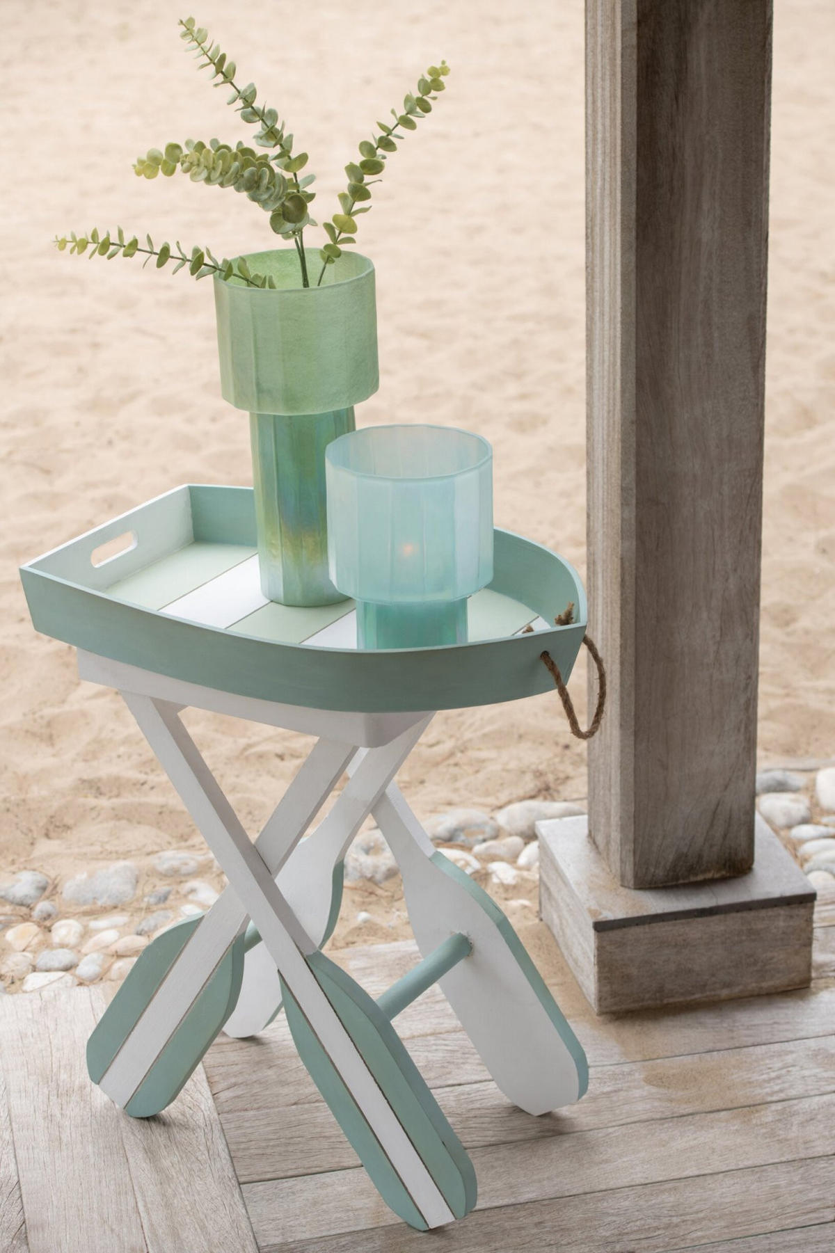 WINDLICHT ANN - Blau, Glas (18/23cm) - J-Line