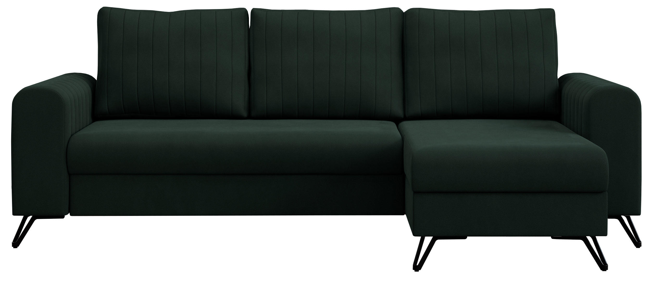ECKSOFA Axel Samt Grün - Schwarz/Grün, Textil/Metall (242/140cm) - MKS