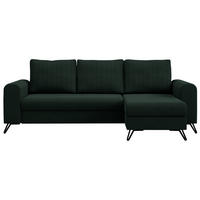 ECKSOFA Axel Samt Grün - Schwarz/Grün, Textil/Metall (242/140cm) - MKS