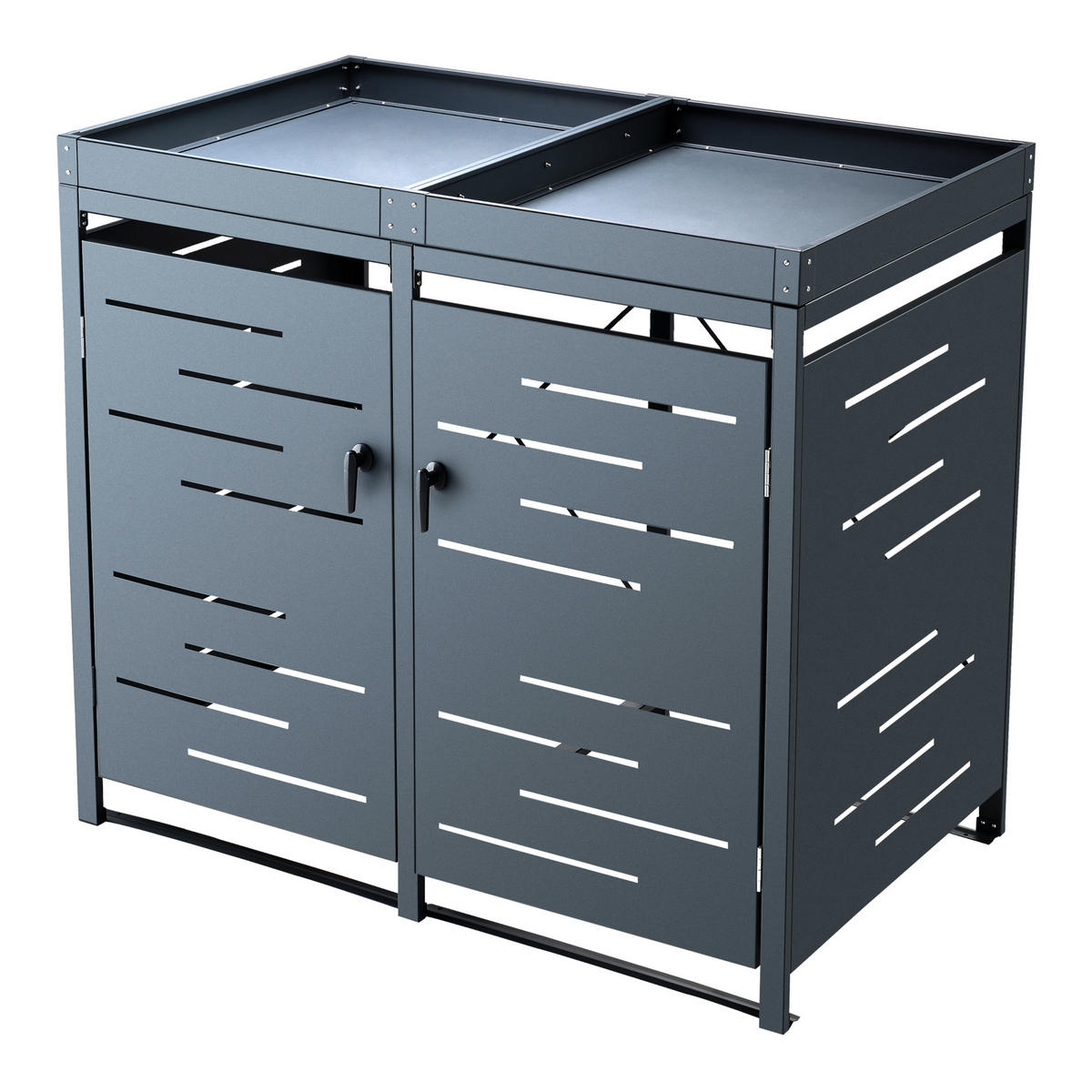 MÜLLTONNENBOX Salching - Anthrazit, Metall (132/122/80cm) - [en.casa]