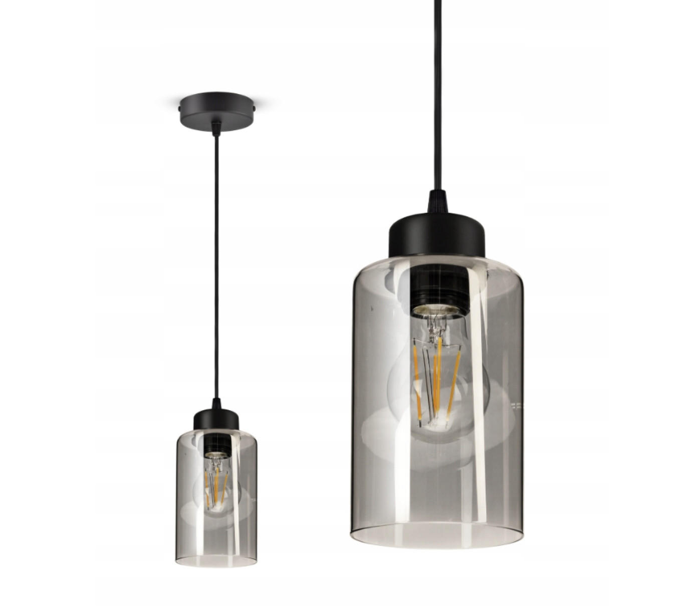 PENDELLEUCHTE TUBE - Transparent/Schwarz, Glas/Metall (10/10/80cm) - kiki design