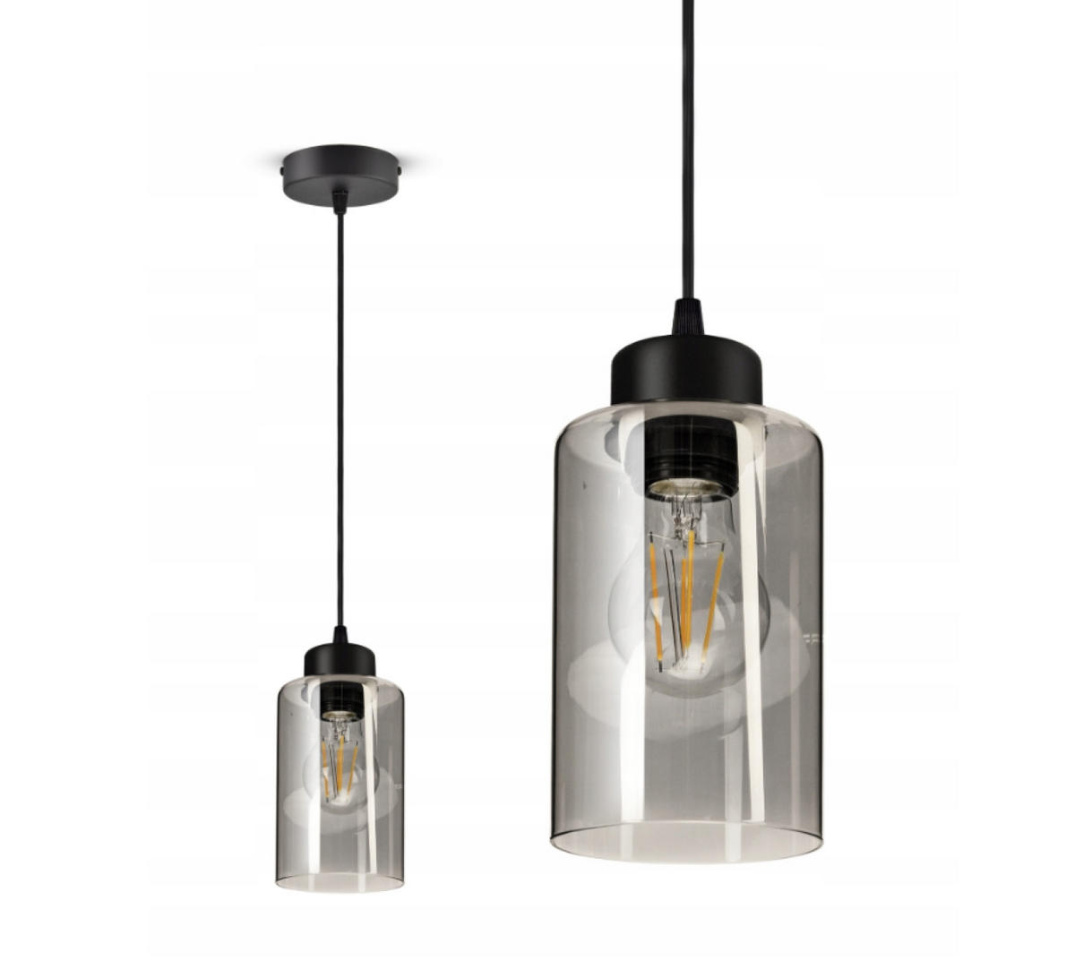 PENDELLEUCHTE TUBE - Transparent/Schwarz, Glas/Metall (10/10/80cm) - kiki design