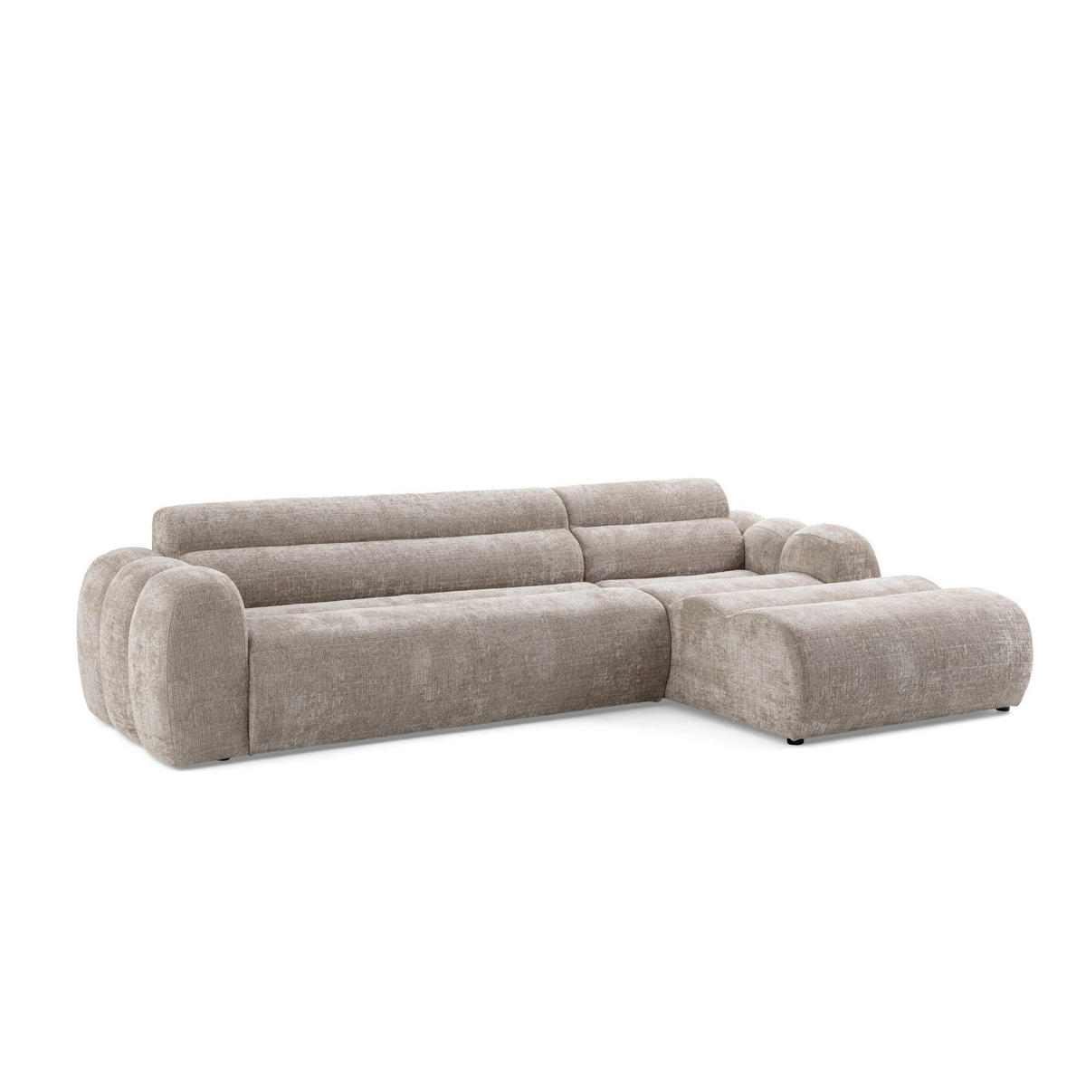 4-SITZER modulares Ecksofa VEER SET 1 Rechts, 298 x 175 cm, Chenille Webstoff Beige - Beige/Schwarz, Holz/Kunststoff (175/298cm) - Muffo
