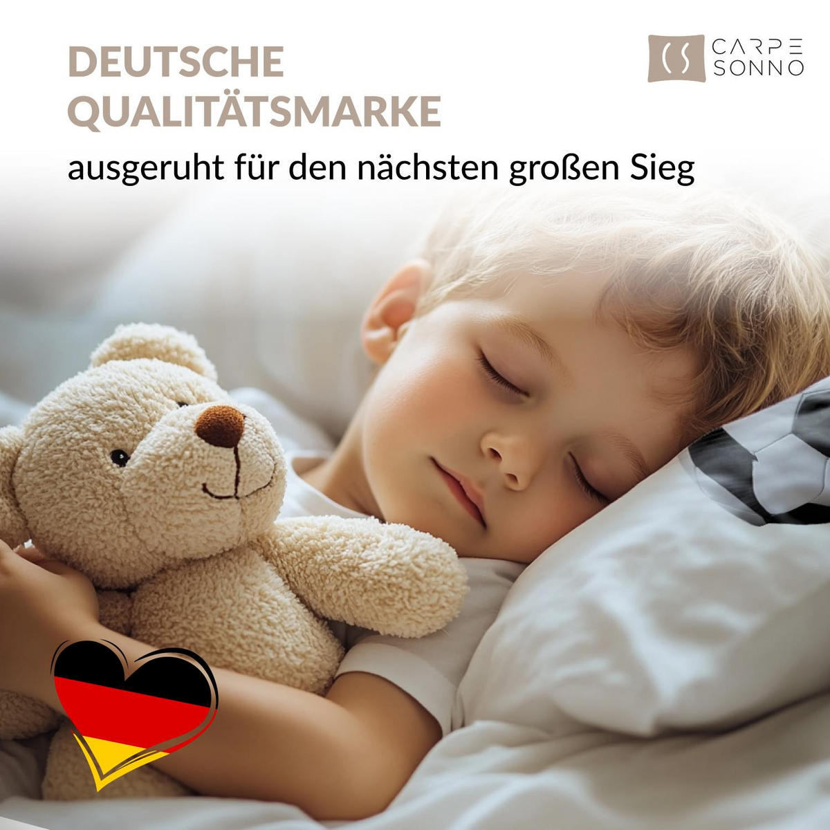 KINDERBETTWÄSCHE 135x200 Fussball aus 100% Baumwolle - Dein Gesicht vervollständigt das Design der Kinder Bettwäsche - Weiß, Textil (135/200cm) - Carpe Sonno