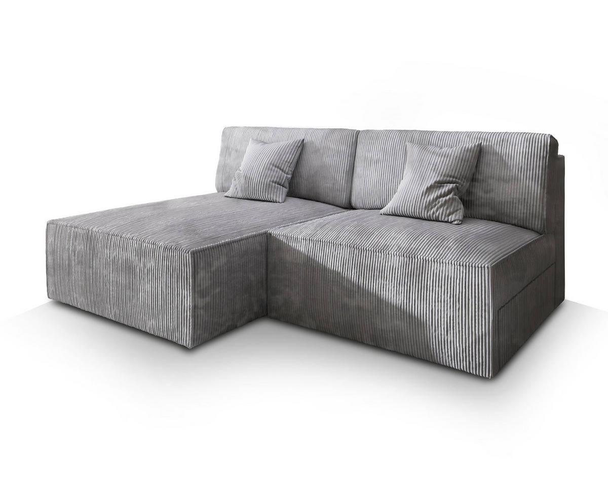 ROHOVÁ SEDAČKA FIORO světle šedá - šedá/světle šedá, dřevo/textil (204/148cm) - MASSENO