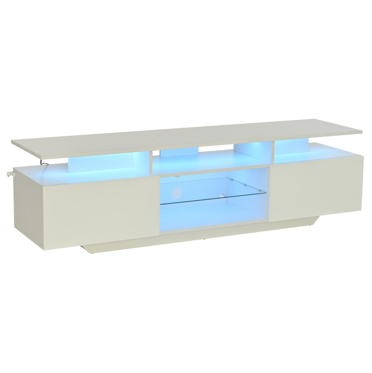 TV-LOWBOARD 160/40/45 cm Weiß aus MDF mit LED und 8 Ablagen - Weiß, Holzwerkstoff (160/45/40cm) - OKWISH