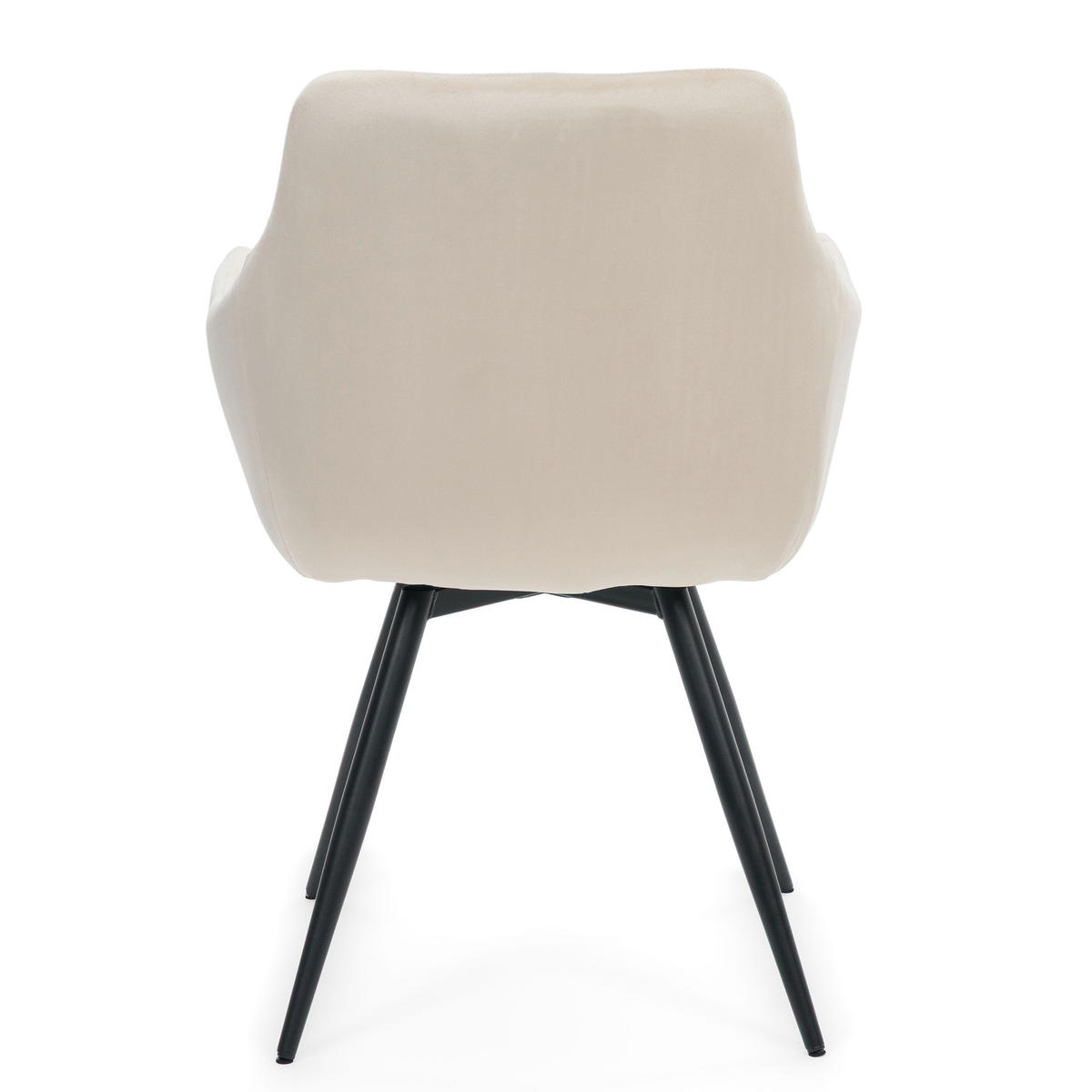 STUHL FANO drehbar gepolsterter mit Steppung - beige - Velour - Ecru/Schwarz, Textil/Metall (58/83/59cm) - NEW HOME