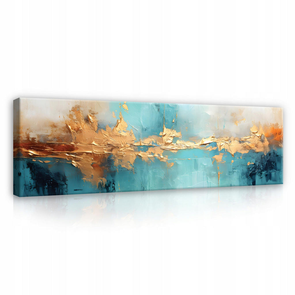 Wallarena ABSTRAKTNÍ modro-zlaté moderní obrazy do obývacího pokoje 145x45