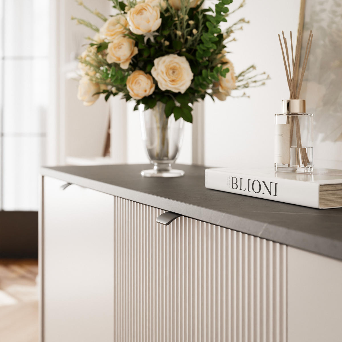 KOMMODE NAVANI 160 cm Kaschmire/ Stein - Kaschmir/Goldfarben, Holzwerkstoff/Metall (160/82/40cm) - Idohome