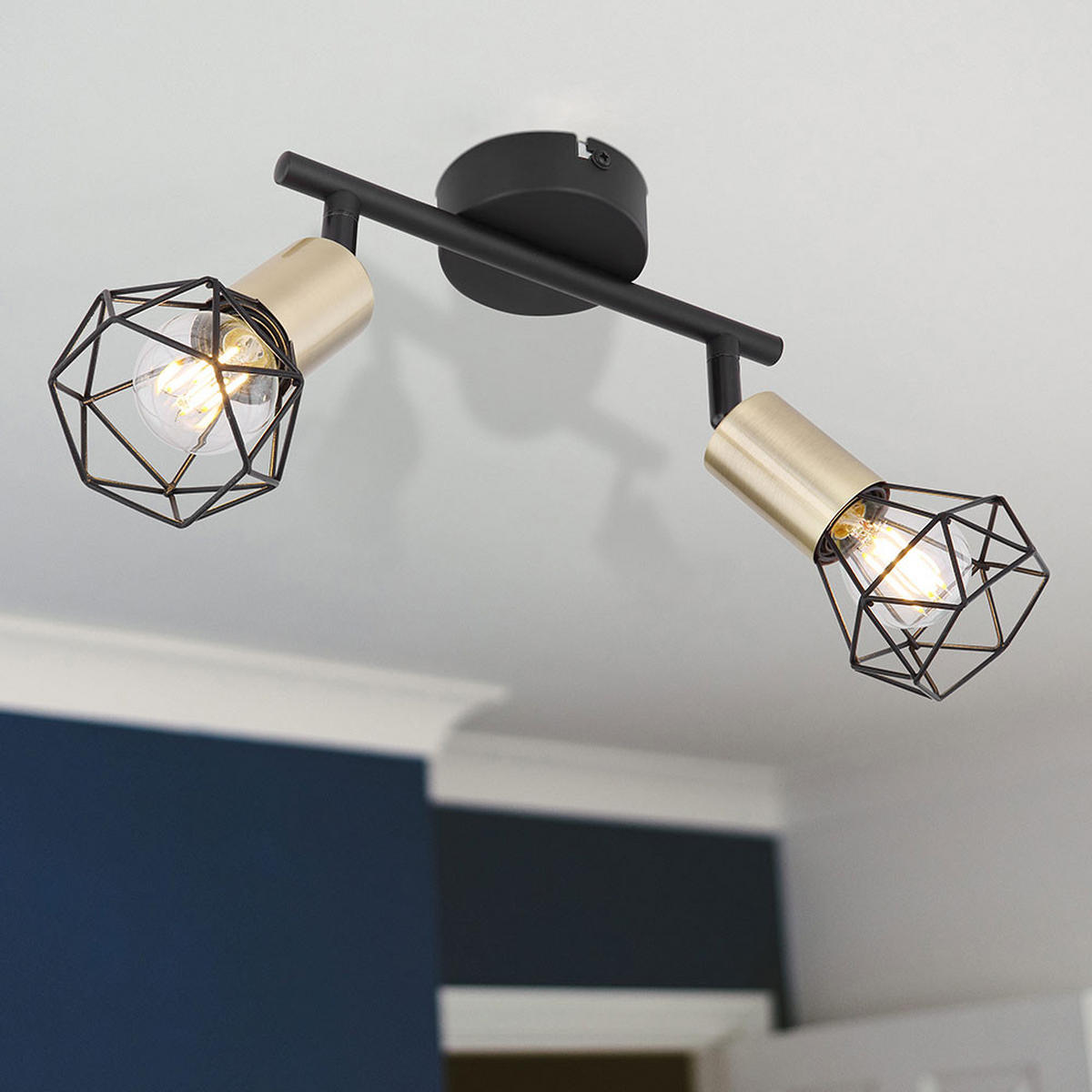 DECKENLEUCHTE Metall Schwarz Drahtgeflecht - Schwarz, Metall (22/8/20cm)