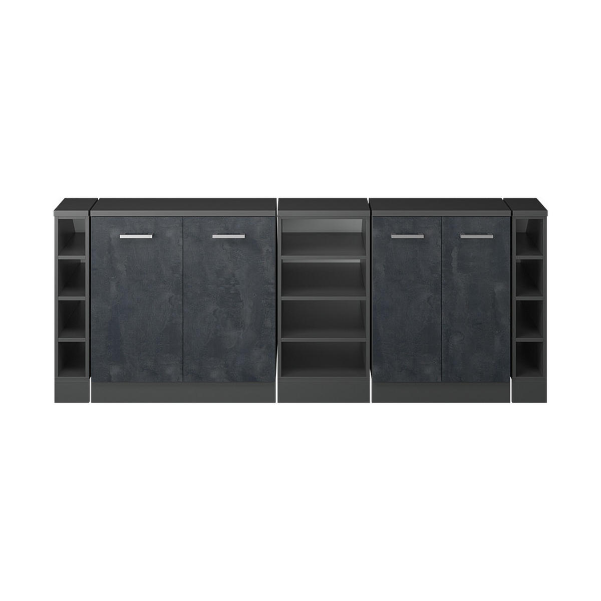KUHINJSKI ORMAR ZA KOSINE KROVA R-Line Crni Beton 210 cm Set od 5 ormarićnih korpusa, dubina 60 cm - crna/antracit, drvni materijal (210/83.8/60cm) - Vicco