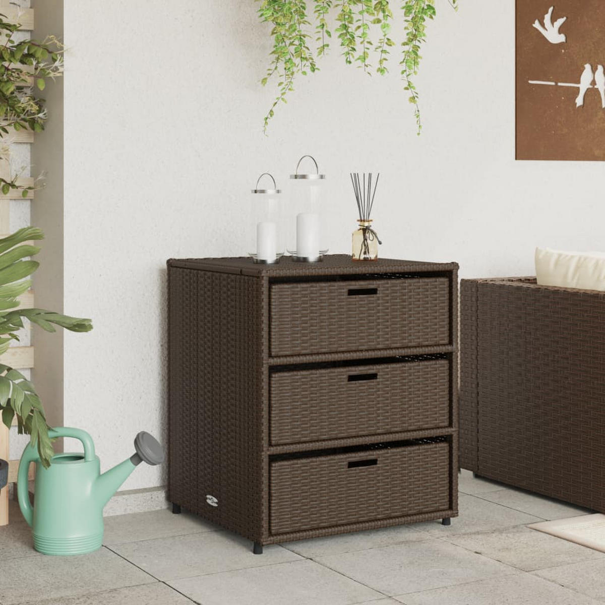 GARTENSCHRANK Braun 55x59x69 cm Poly Rattan - Braun, Kunststoff (55/69/59cm) - furnicato