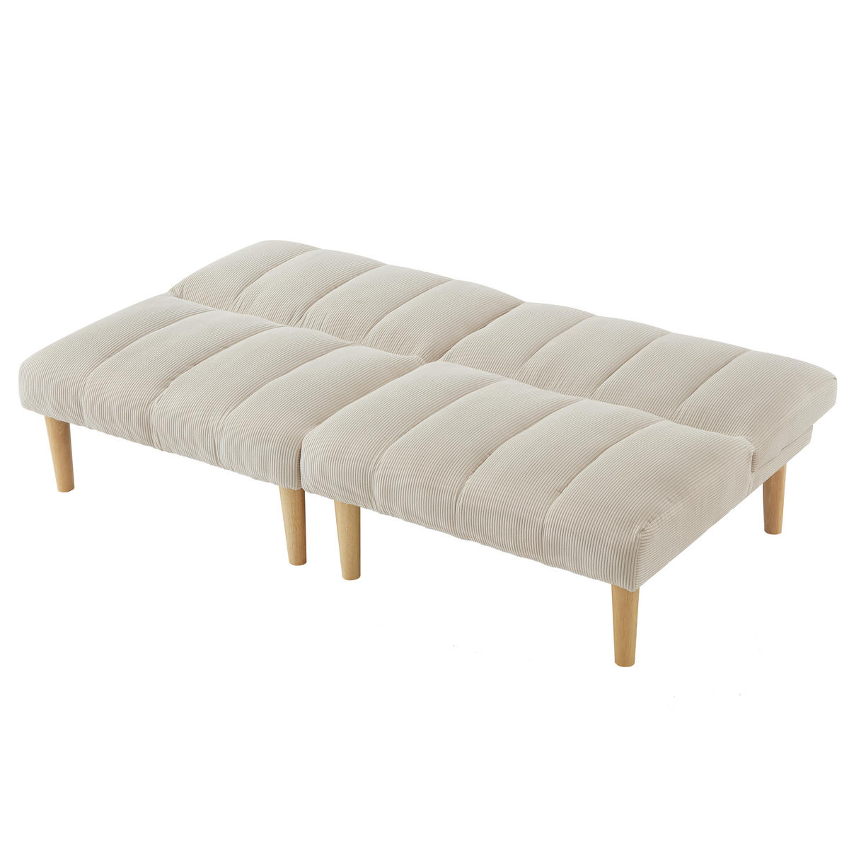 SCHLAFSOFA aus beigem Cord, klappbar und mit verstellbarer Rückenlehne - Beige, Textil (167/72/82cm) - Urban Meuble