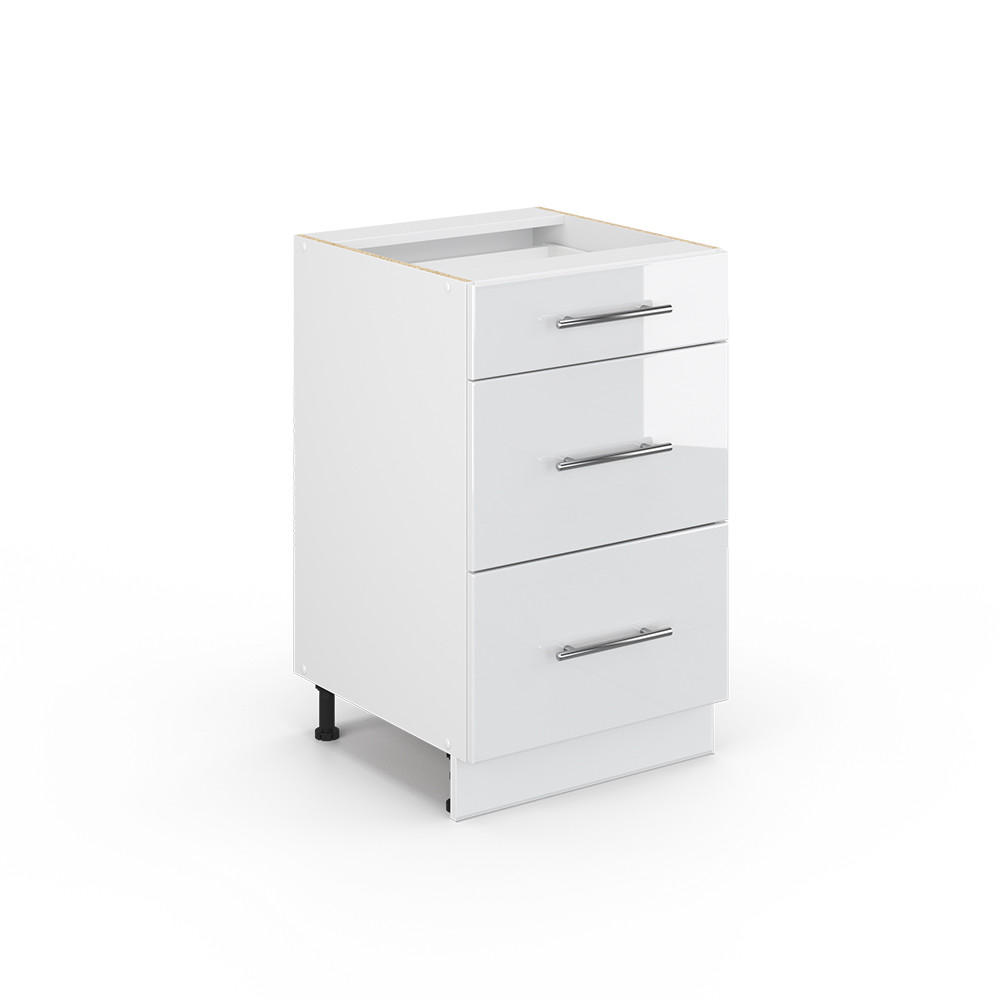 KÜCHENUNTERSCHRANK Fame-Line Weiß Hochglanz 50 cm ohne AP - Weiß Hochglanz/Weiß, Holzwerkstoff (50/82/51.6cm) - Vicco