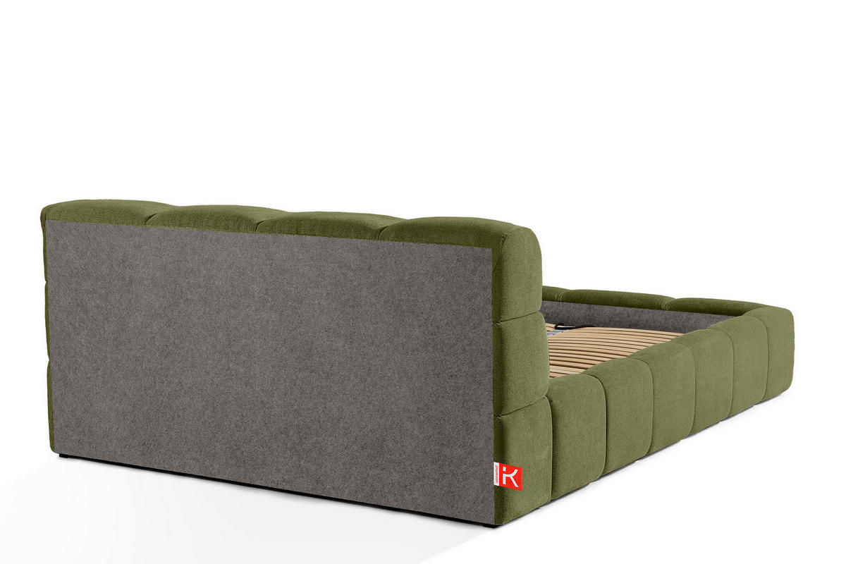 POLSTERBETT AERI 140/160/180/200 mit Rahmen und Bettkasten, oliv - Olivgrün, Holz/Holzwerkstoff (140/200cm) - KONSIMO®