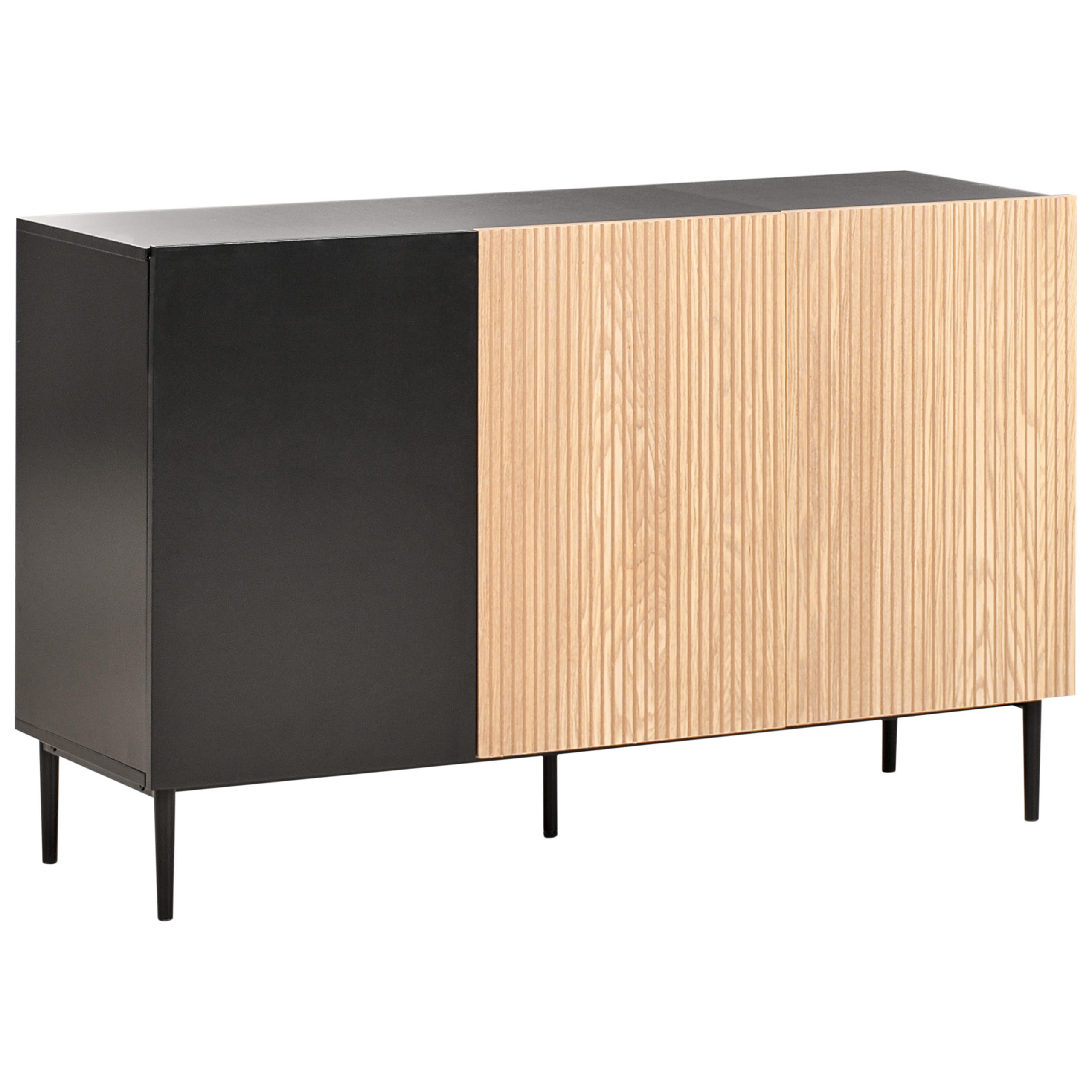 SCHRANK Naturfarbene Esche Schwarz Blythe - Schwarz, Holzwerkstoff (120/76/40cm) - Beliani