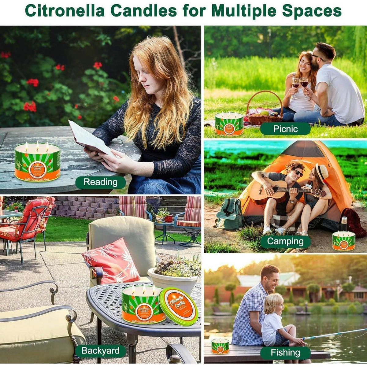 KERZE Citronella 2er-Set Sojawachs 150 Stunden Brenndauer - Multicolor, Paraffin (6cm)