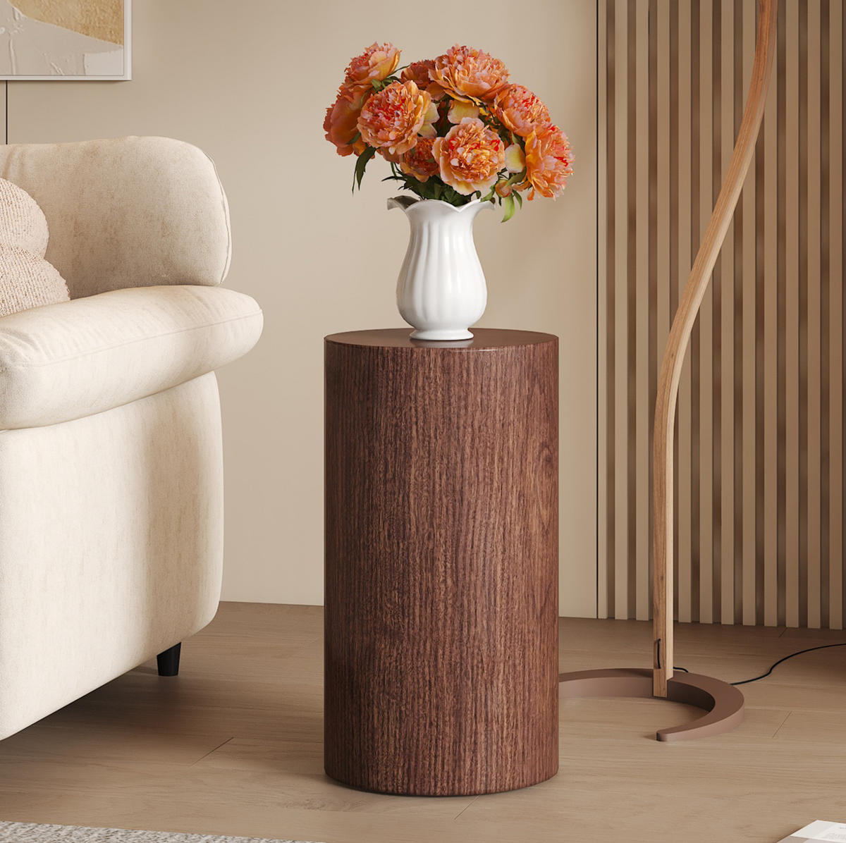COUCHTISCH aus MDF Ø30x55 cm in Walnussfarben - Walnussfarben, Holzwerkstoff (30/30/55cm) - Modfu