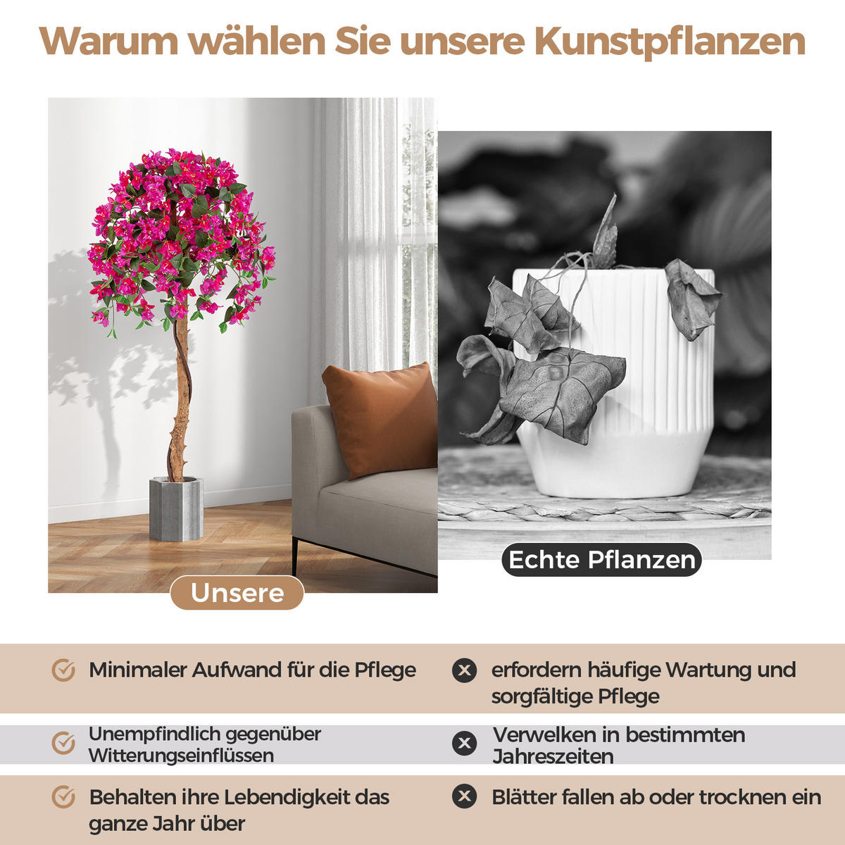 AZALEENBAUM Künstlicher 135 cm rot - Grün, Kunststoff (135cm) - COSTWAY