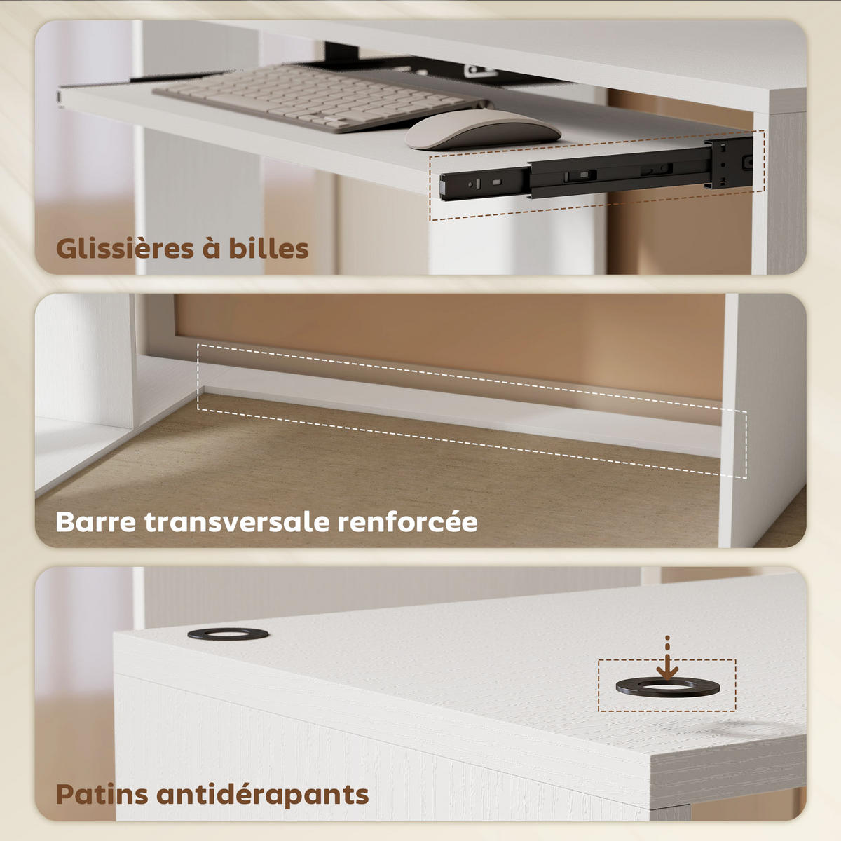 ECKSCHREIBTISCH Weiß in Holzoptik mit Tastaturauszug und Regalfächern 120/100/76 cm - Weiß, Holzwerkstoff (100/120/76cm) - PANGIVO