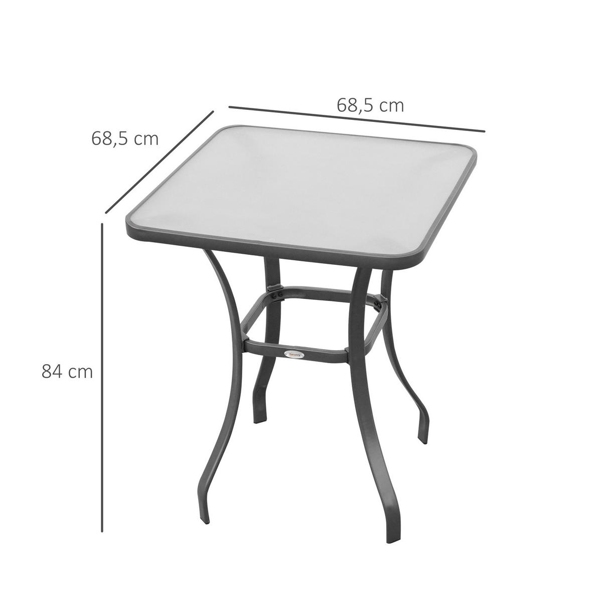 GARTENTISCH aus Metall 68,5x68,5x84 cm Schwarz mit gehärteter Glasplatte - Naturfarben, Metall (68.5/68.5/84cm) - Modfu