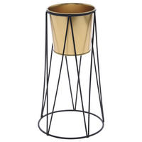 BLUMENTOPF mit Ständer - Goldfarben, Metall (16/28cm) - Home Styling Collection