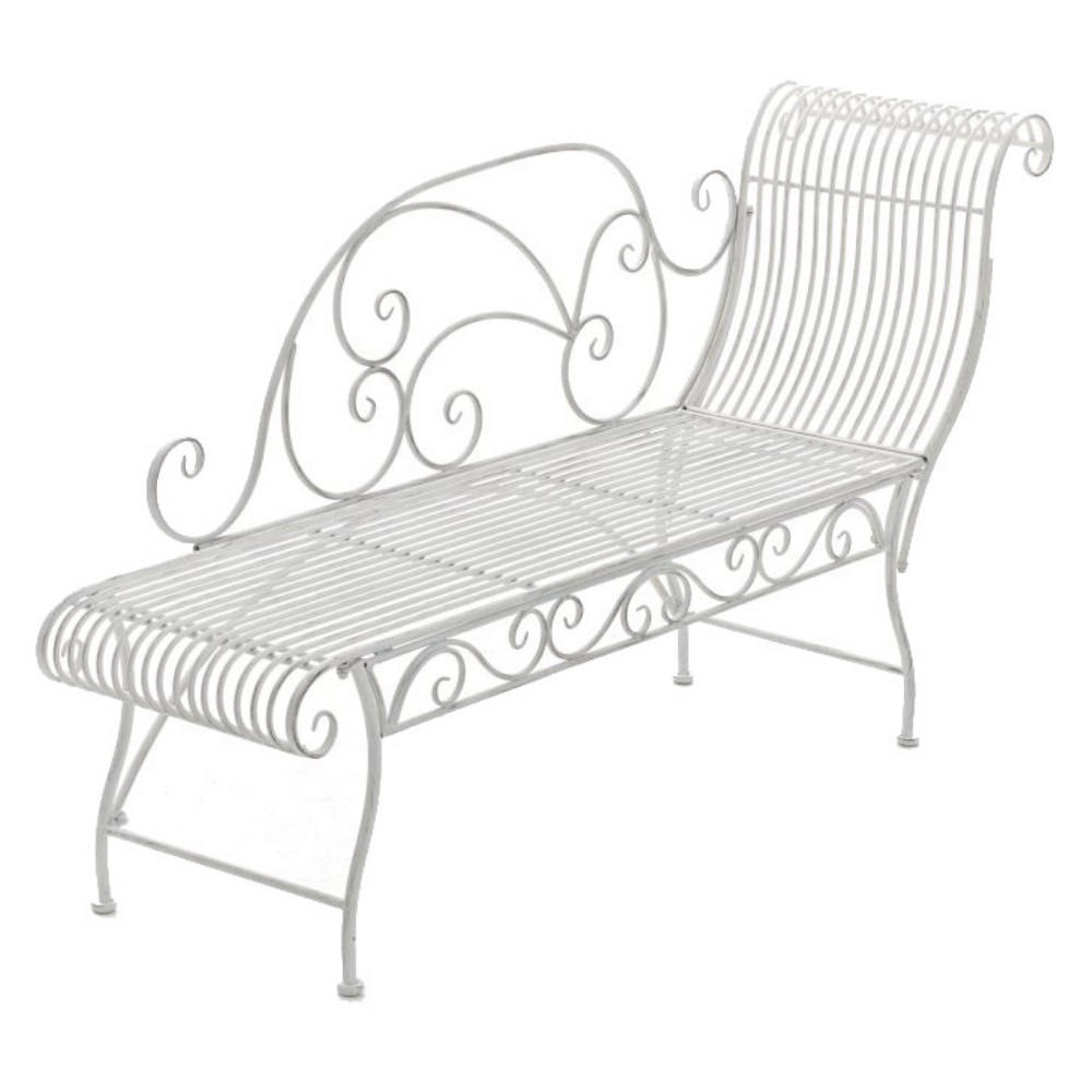 GARTENBANK Sizon Metall Weiß 156x46x78cm Gartenliege - Weiß, Metall (156/78/46cm) - DELUKE