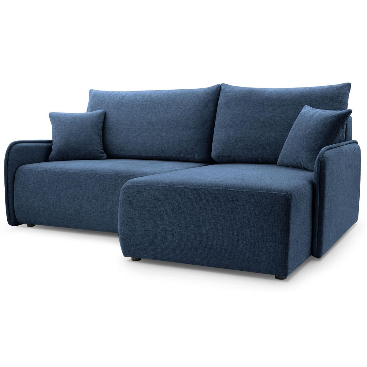 ECKSOFA Netarro, Marineblau Chenille, rechtsseitig - Schwarz/Dunkelblau, Kunststoff/Textil (147/198cm) - Selsey