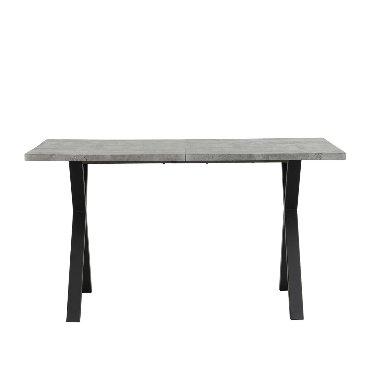 JEDÁLENSKÝ stôl, 140/80/76 cm, MDF v betónovom dekore a čierny kov - sivá, kompozitné drevo (140/80/76cm) - BEAOK
