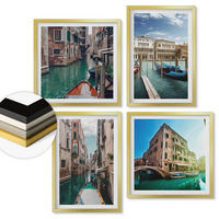 WANDBILDER 4er Set - 50x50 cm & 40x60 cm Goldrahmen - Architektur der Kanäle von Venedig - Goldfarben, Kunststoff (50/50cm) - ArtPrintCave